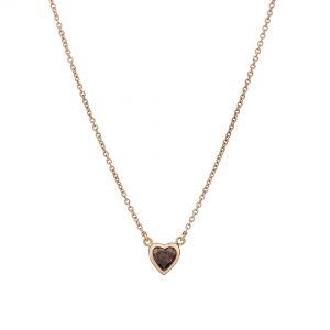 18ct rose gold and chocolate brown heart-shaped diamond pendant