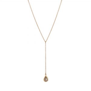 18ct rose gold and pear-shaped champagne diamond drop pendant