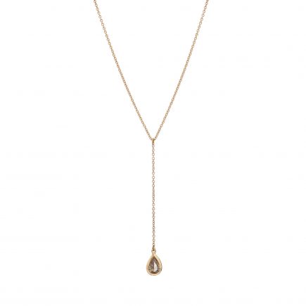 18ct rose gold and pear-shaped champagne diamond drop pendant