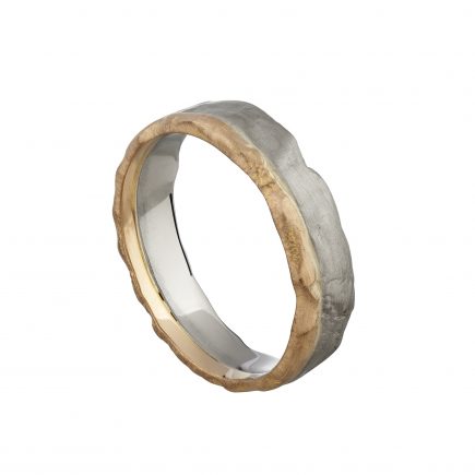 18ct white and rose gold bi-colour molten wedding ring