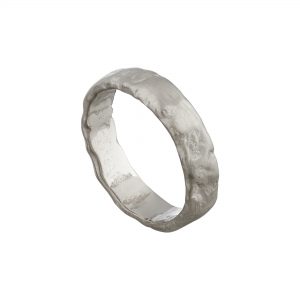 18ct white gold heavy molten wedding ring