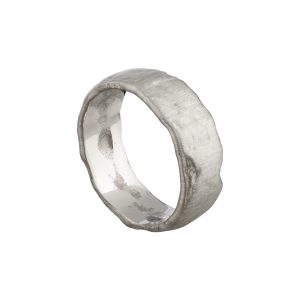 18ct white gold extra wide Molten wedding ring