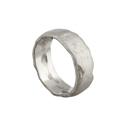 18ct white gold extra wide Molten wedding ring