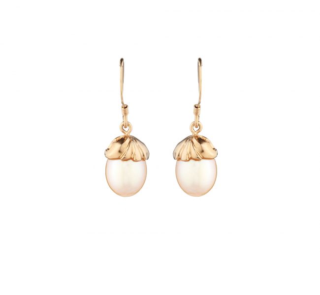 Silver and rose gold plated Woodland pearl earrings