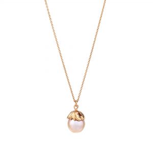 Silver and rose gold plated Woodland pearl pendant