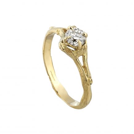 18ct yellow gold and brilliant-cut white diamond Woodland engagement ring