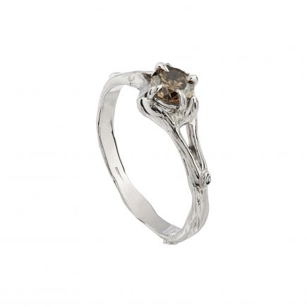 18ct white gold and brilliant-cut chocolate diamond Woodland engagement ring