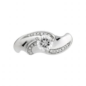 18ct white gold and 50pt white diamond Limited Edition twist engagement ring
