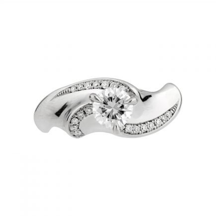 18ct white gold and 50pt white diamond Limited Edition twist engagement ring