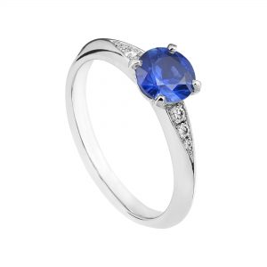 Platinum and blue sapphire Coco engagement ring