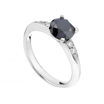 18ct white gold and black diamond Coco engagement ring