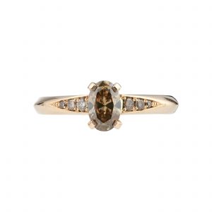 18ct rose gold and oval champagne diamond Coco engagement ring