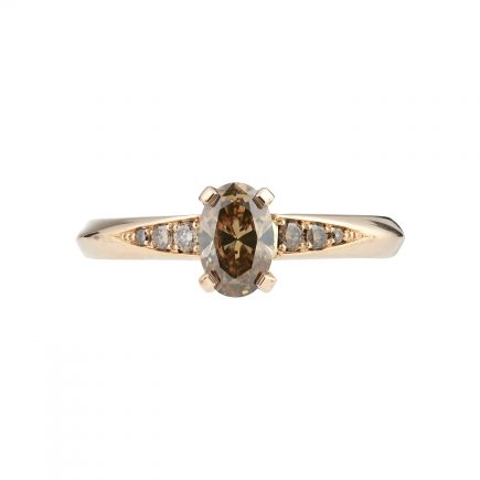 18ct rose gold and oval champagne diamond Coco engagement ring