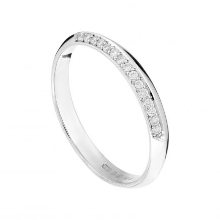 18ct white gold fine Coco wedding band one third-set with white diamonds