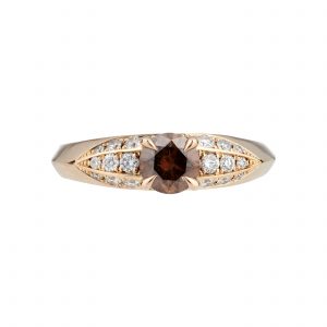 18ct rose gold, brown and white diamond Limited Edition fluted ring