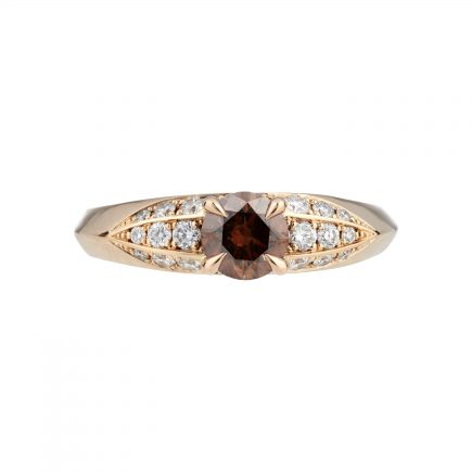 18ct rose gold, brown and white diamond Limited Edition fluted ring