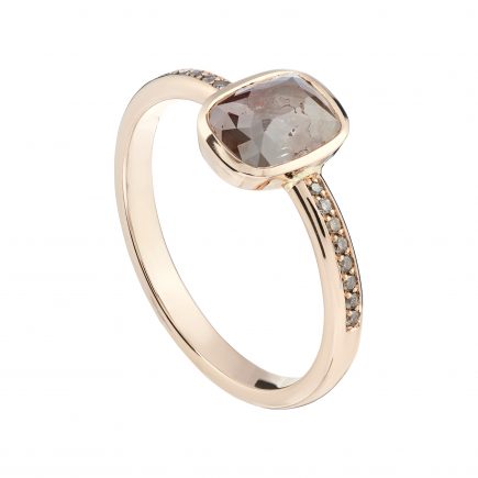 18ct rose gold, cayenne pepper rose-cut and champagne diamond engagement ring