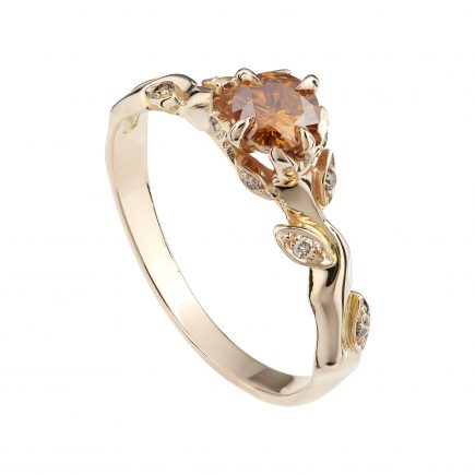 18ct rose gold and orange diamond Rose and Thorn engagement ring