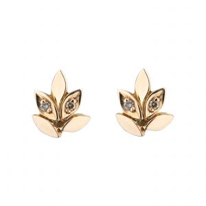 18ct rose gold and champagne diamond Rose and Thorn studs
