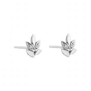 Silver and diamond rose and thorn studs