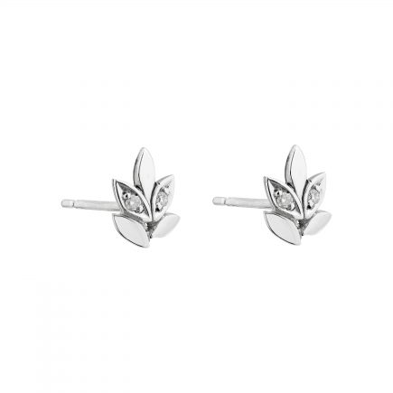 Silver and diamond rose and thorn studs