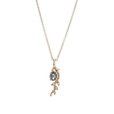 18ct rose gold and green sapphire Rose and Thorn pendant