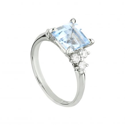 18ct White Gold Coco Aquamarine and Diamond Cocktail Ring