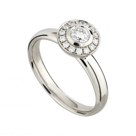 18ct white gold and white diamond mini Concentric halo ring