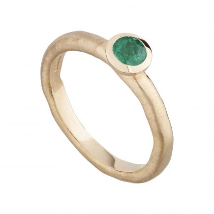18ct rose gold and Emerald fine Molten ring