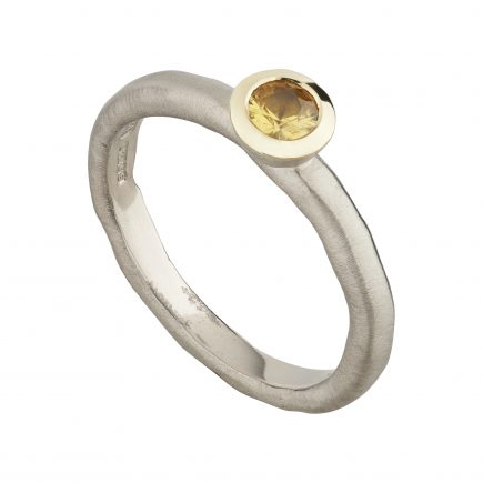 18ct white gold and yellow sapphire fine Molten engagement ring