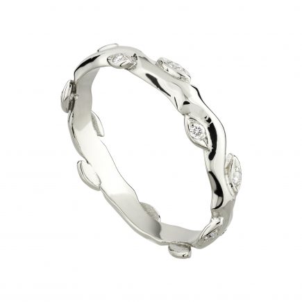 18ct white gold and white diamond Rose and Thorn wedding ring