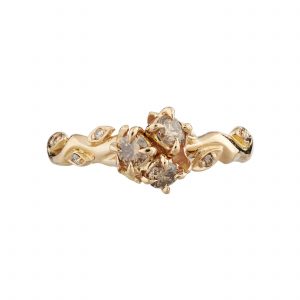 18ct rose gold and champagne diamond Rose and Thorn cluster ring