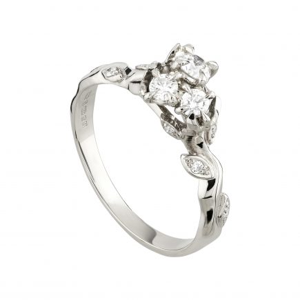 18ct white gold and white diamond Rose and Thorn cluster ring