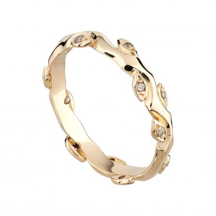 18ct rose gold and champagne diamond Rose and Thorn wedding ring