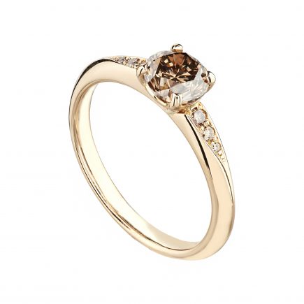 18ct rose gold and one carat brown diamond Coco engagement ring