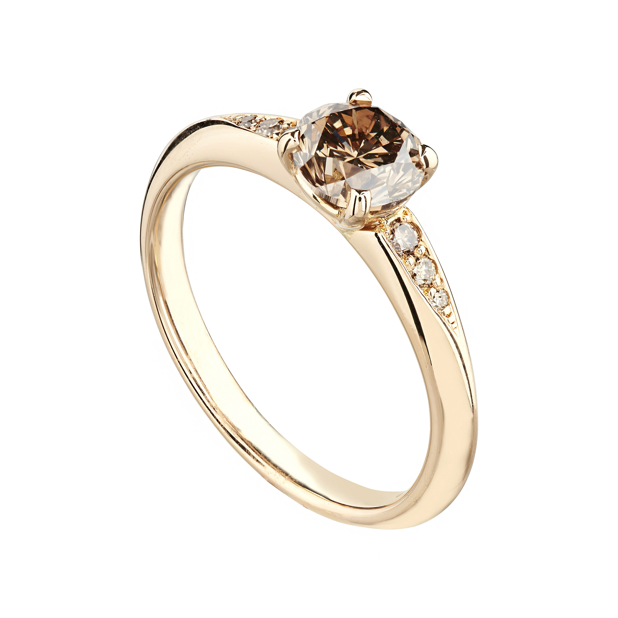 18ct rose  gold  and one  carat  brown diamond Coco engagement  