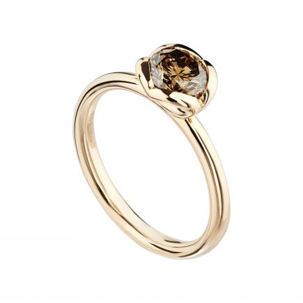 18ct rose gold and 0.86pt cinnamon diamond Coeur ring