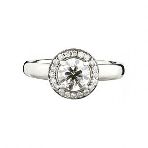 18ct White Gold Concentric Diamond Halo Engagement Ring