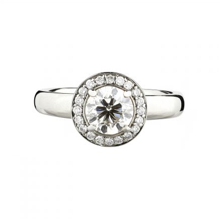 18ct White Gold Concentric Diamond Halo Engagement Ring