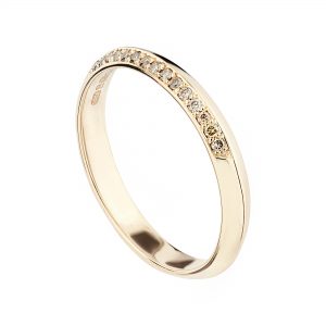 18ct Rose Gold Coco Fine Wedding Band One Third Set With Champagne Diamonds