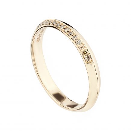 18ct Rose Gold Coco Fine Wedding Band One Third Set With Champagne Diamonds
