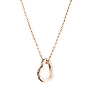 18ct rose gold heart pendant with white diamonds