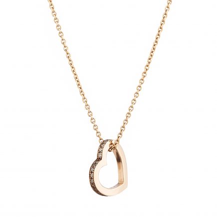 18ct rose gold heart pendant with white diamonds