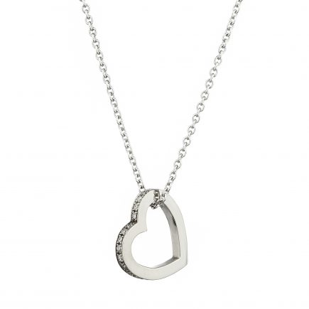 18ct white gold and white diamond-set heart pendant