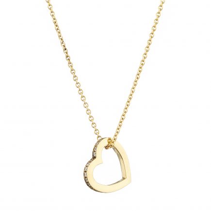 18ct yellow gold and white diamond-set heart pendant