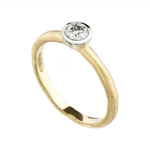 18ct Yellow & White Gold 0.30ct Diamond Molten Engagement Ring