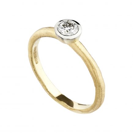 18ct Yellow & White Gold 0.30ct Diamond Molten Engagement Ring