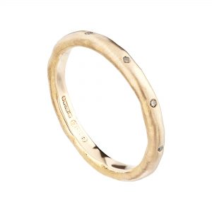 18ct Rose Gold Fine Molten Ring Flush-set With Champagne Diamonds