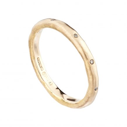 18ct Rose Gold Fine Molten Ring Flush-set With Champagne Diamonds