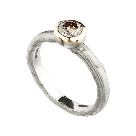 18ct white and rose gold and 0.50pt champagne diamond Molten engagement ring